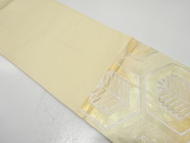  アンティーク　亀甲に若松模様織り出し袋帯（材料）